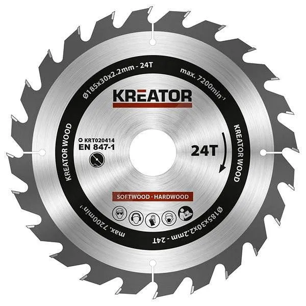 Saw Blade Kreator Wood 185mm x 24T (with Reduction Rings)